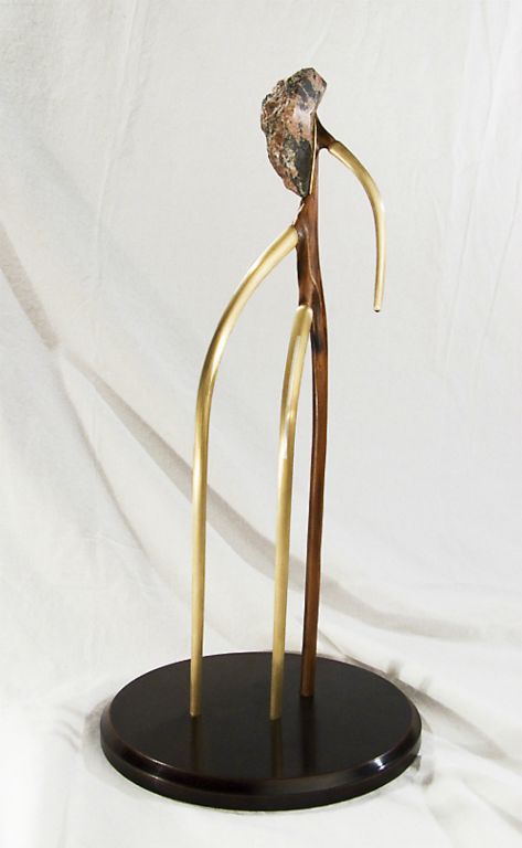 graniitti, rubiini, messinki, hopea, leppä; 20x20x45 cm; 2008